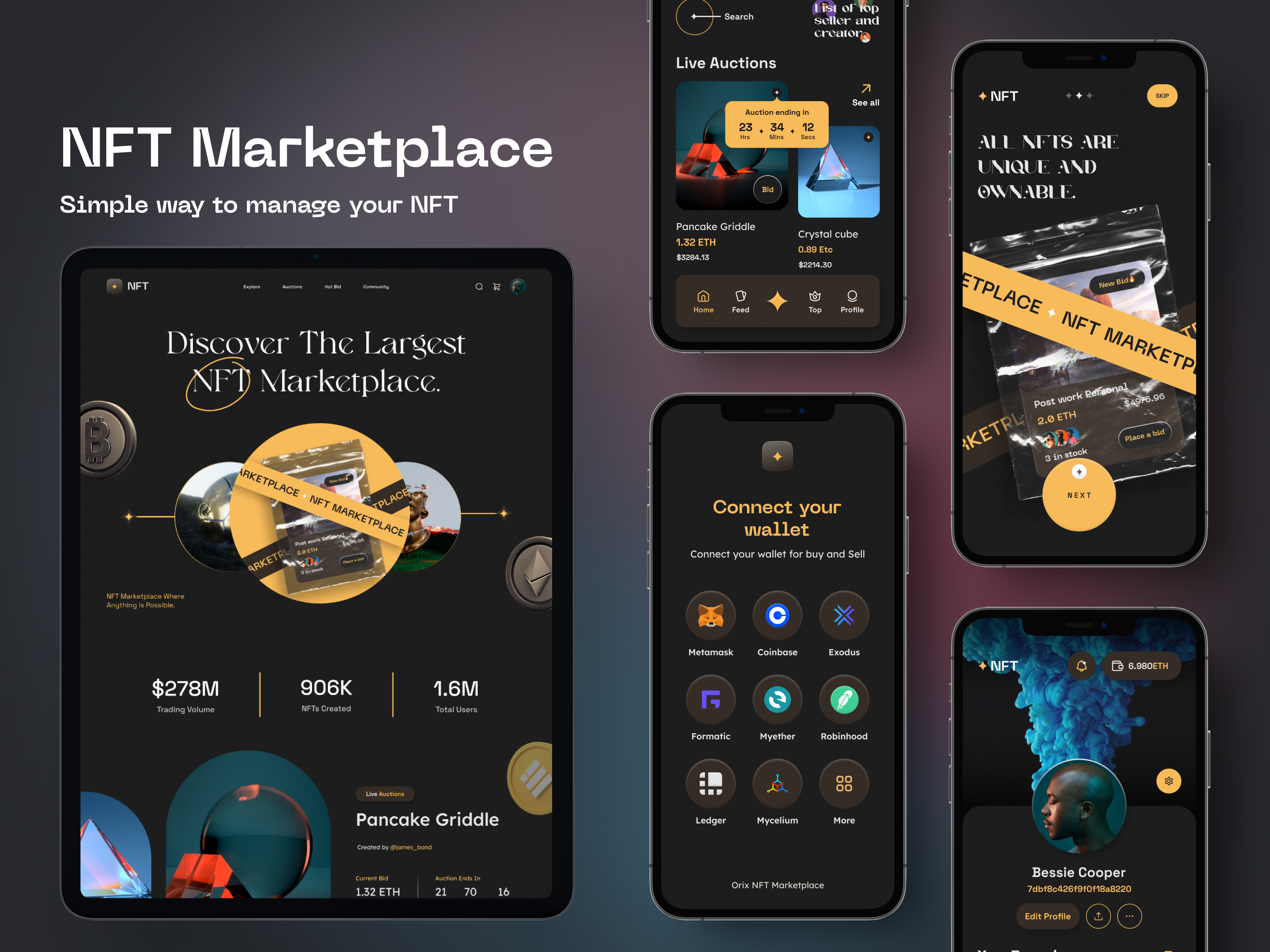NFT Marketplace UI/UX Design app app design design ios ios app minimal mobileapp nft nftapp orix sajon ui uidesign uiux ux