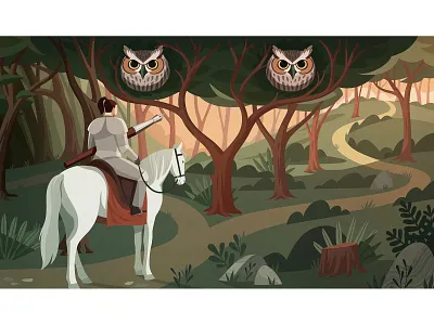 To Who versus To Whom concept creativewomen editorialillustration forest illustration illustrator knight owl vector womeninillustration womenwhodraw