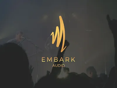 Embark Audio audio app branding clean app design creative logos digital flat design flat design logo minimal sound design sound waves startup logo waves