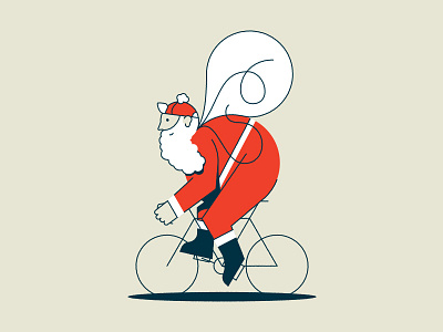 Santa Single Speed bike card christmas design holiday illustation santa single speed toys