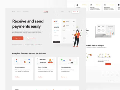 PAYZE - Landing Page For Payment Saas animation business clean illustration landing page minimal payment saas ui web design website