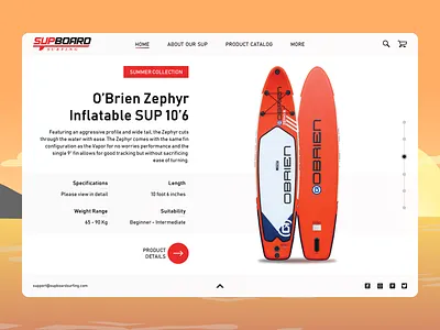 Storefront Design Concept - SUP Board Surfing design practice ecommerce design ecommerce shop homepage design landing design landing page landing page design landing page ui logo design logo design concept online store store design storefront storefront design