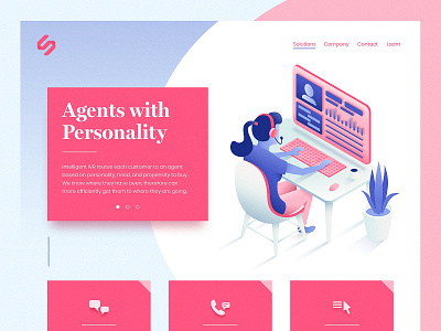 Sales Landing Page agent design illustration isometric landing landing page page sales salesman saleswoman web woman
