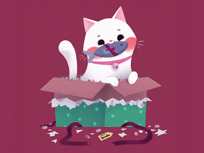 Cat animal cartoon cat character christmas cute illustration