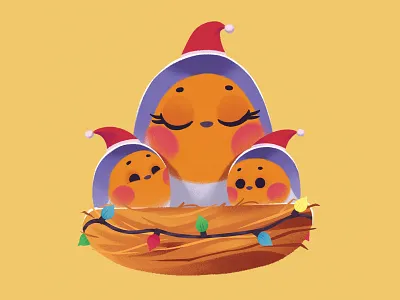 Robins animal cartoon character christmas cute illustration robin