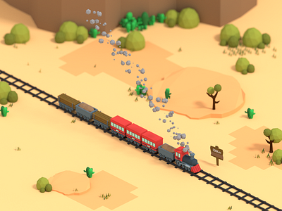 Kereta Malam 3d art blender3d blender3dart design illustration isometric low poly miniature train