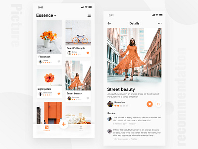 A Picture Recommendation App Interface app design ui ux