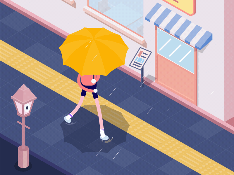 The rain street animation illustration