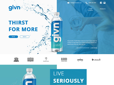 Givn Water adobe photoshop cc branding design ecommerce hero banner hero image inspiration design landing page mockup product selling showcase ui userinterface userinterfacedesign ux water bottle web webdesign webdevelopment