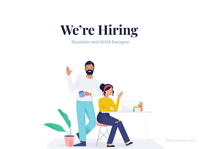 brucira is hiring ! boy girl hiring icon illustration india job job application leaf mobile mumbai office plant plants ui ux vector web website