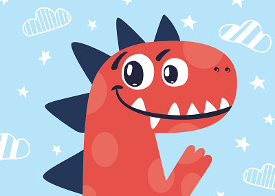 Cute Dinodin background design flat illustration vector wallpaper