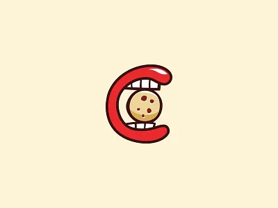 C is for Cookie bite cookie design food icon mouth teeth vector