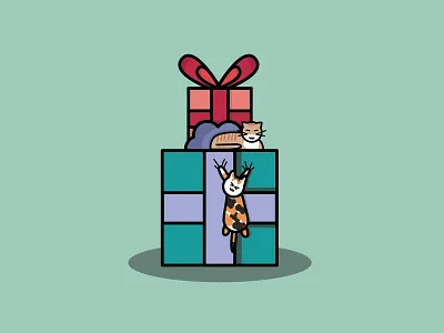 Christmas gift animals art decor cat cat drawing cat illustration cat kitten cats christmas christmas ball christmas bash christmas card christmas gift colours design drawing elegant icon illustration logo vector