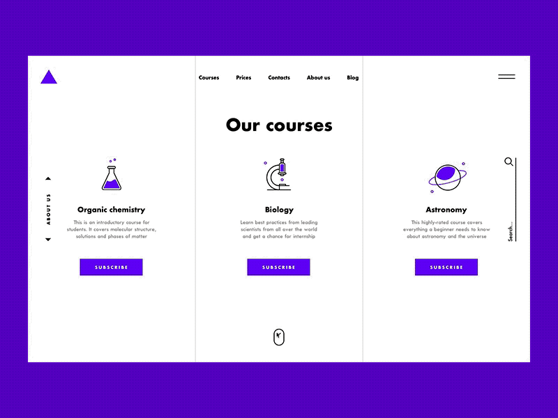 Education website concept animation dark ui design education icons principle promo sketch typography