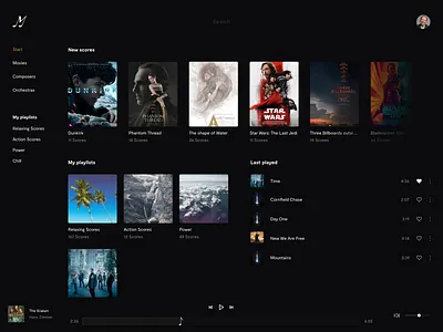 Moviescores dark design invision studio invisionstudio movie music soundtrack ui ux