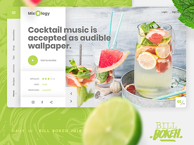 Cocktail Interface cocktail dayliui design freelance fresh colors home page home page design interface interface designer mixology slider ui uidesign ux ux ui ux challenge web webdesign website zokay