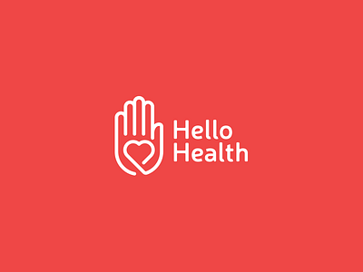 Hello Health brand hand health heart hello line logo logos medicine minimal place