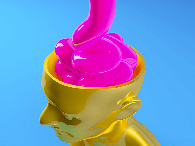 Bubble Brain brain bubble c4d cinema 4d gold liquid