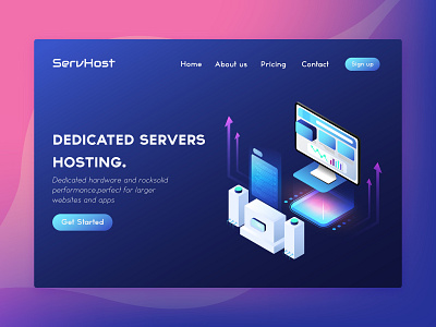 ServHost Landing page animation app appdesign branding cards design dribbble header illustration interaction interactive minimal typography ui uidesign ux vector web webdesign website