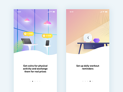 Fitness App - Onboarding Screens clock fitness illustration ios iphone onboarding sport store ui ux