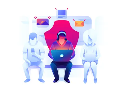 Illustration - security browser cartoon character illustration security tolstovbrand vector