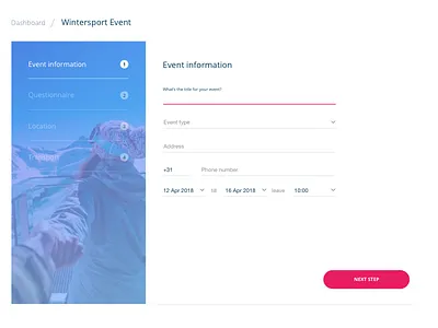 Events App events platform questionnaire wintersport wizard