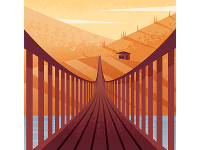 Bridge bridge cabin house illustration illustrator nature vector