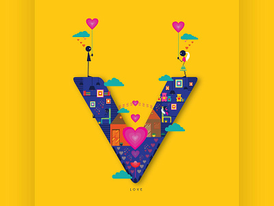 V letter illustration for LOVE series adobe illustrator desiginspiration design dribbble best shot flat vector