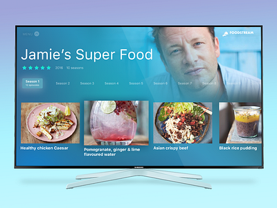 Smart TV App for cooking app apple tv food food app gradient minimalist minimalist design smart tv typogaphy ui ux video app