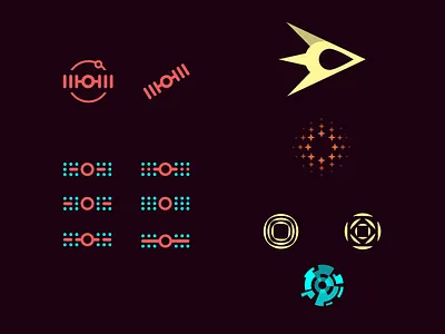 Space Program color cosmos icons illustration rocket ship space star vintage