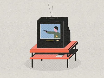 TV - life in vertical animation gun illustration parallel studio television tv