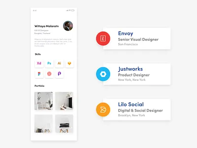 Job Profile Screen adobe xd app design ios job ui ux