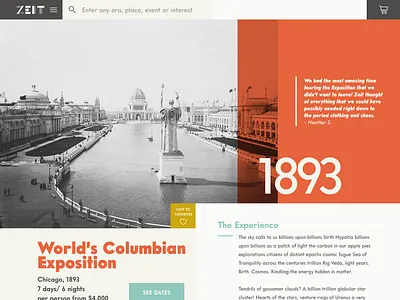 Zeit Product Page portfolio product page time travel ui ux design