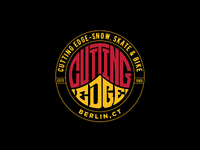 Cutting Edge badge badge hunting badge logo black friday circle logo hand lettered lettering shop logo skate board skate shop skateboard design