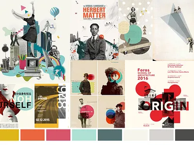 Zeit Mood Board bauhaus branding collage color palette mood board ui ux design