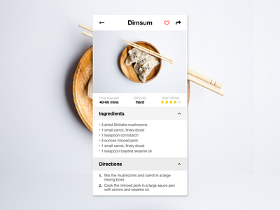 Daily UI #040 - Recipe app daily 100 daily 100 challenge dailyui dailyui 040 dailyui40 design food minimalist mobile recipe sketch ui