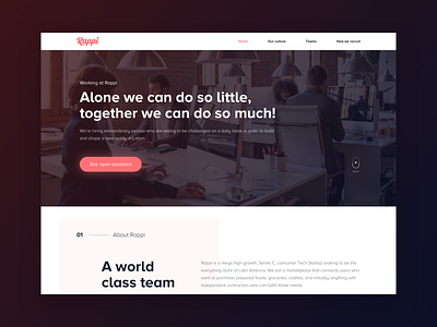 Careers Page careers clean dark desktop gradient jobs landing landing page recruitment red responsive resposive startup team ui ux video background web webpage website