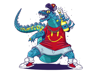 Godzilla character cool dinosaur drawing godzilla illustration pahito photoshop
