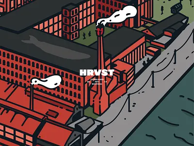 HRVST branding canal factory hrvst illustration illustrator local montreal neighbourhood red