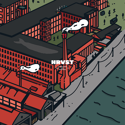 HRVST branding canal factory hrvst illustration illustrator local montreal neighbourhood red