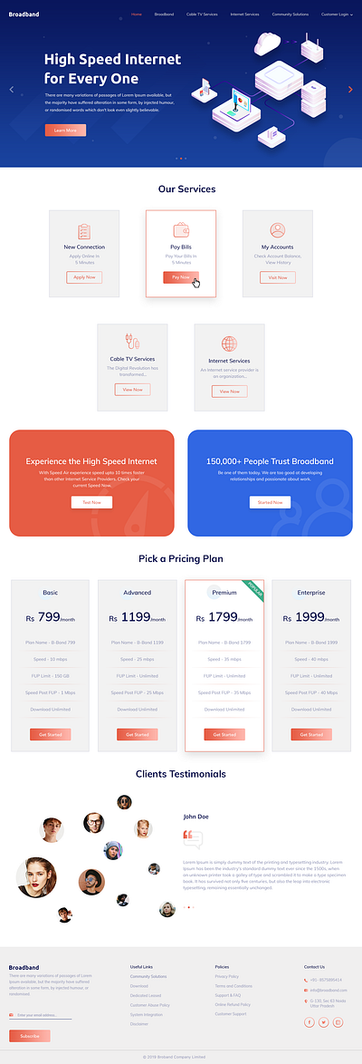 Best Broadband Service Website – UI/UX Design broadband design homepage design landing page ui design website website design website landing page wifi
