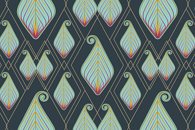 Joyous Paisley Pattern cyan design green leafy paisley pattern seamless pattern surface pattern vintage