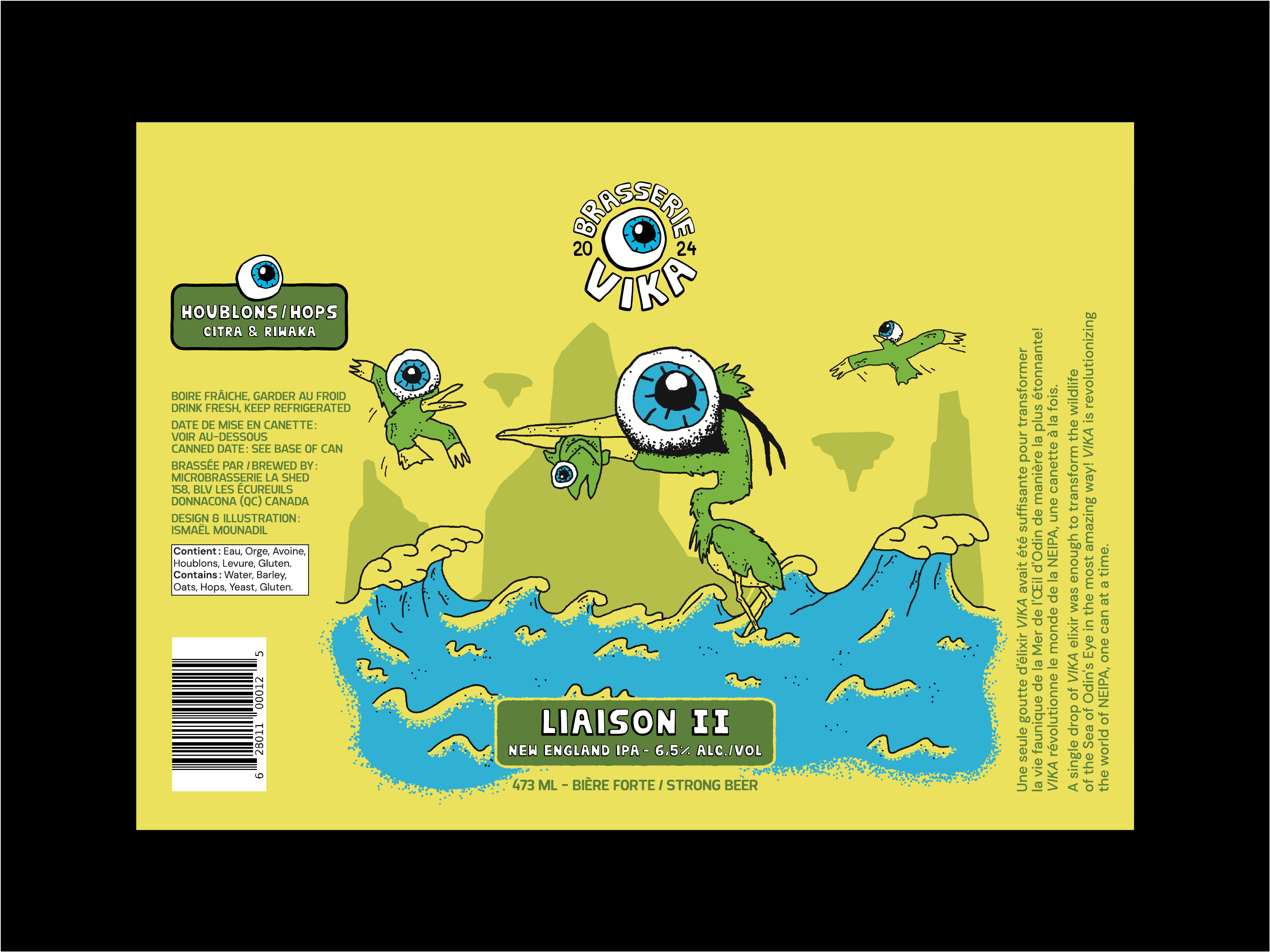 Beer can - Packaging - Liaison II beer beer can beer design beer packaging bird illustration birds branding brasserie vika brewery graphic design heron heron illustration illustration illustration design ipa logo new england ipa packaging packaging design vika
