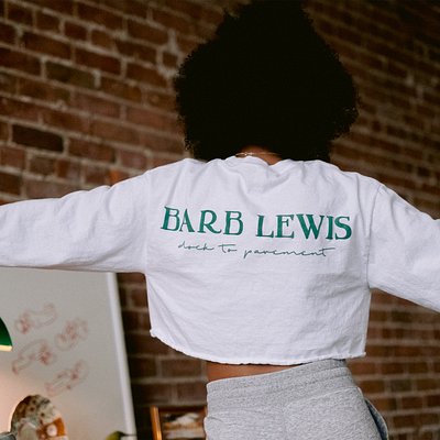 Barb Lewis branding green logo merch printing retro serif vintage