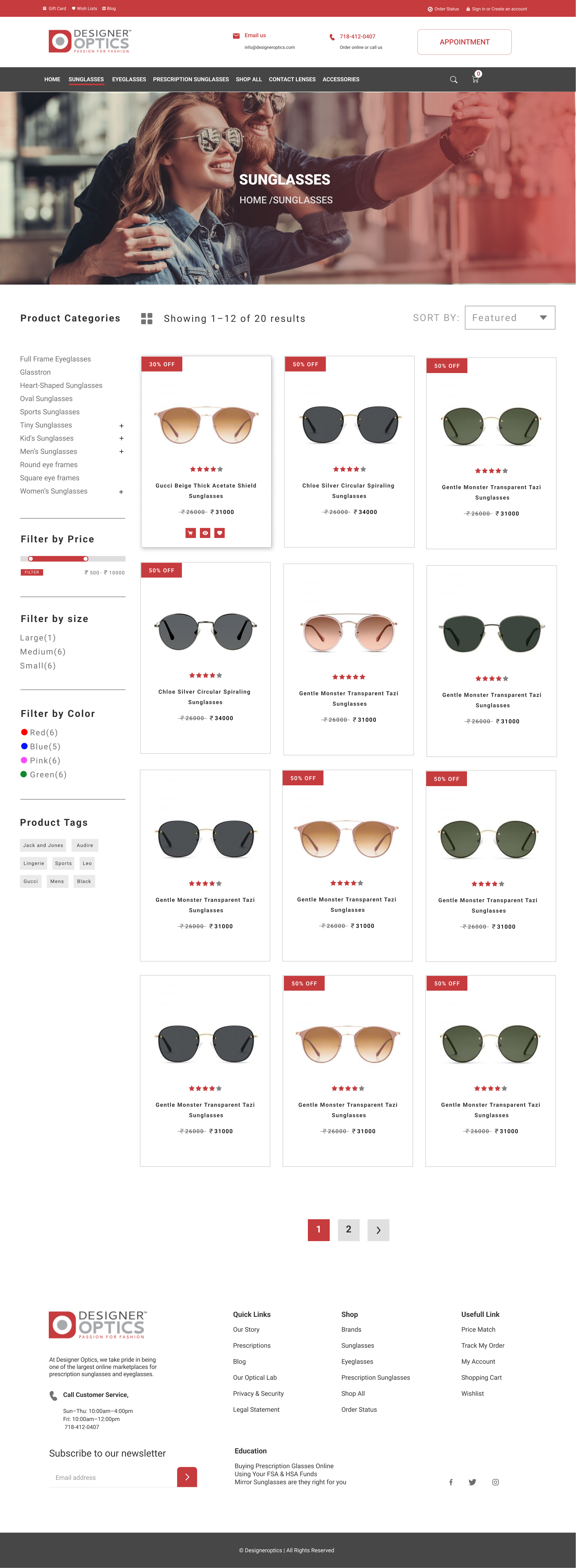 Designer Optics – Product Details Page UI/UX Design googles optics optics website product details page product page ui design ui ux design ux design