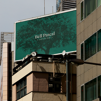 Bell Pascal billboard branding elegant green illustration logo signage tree