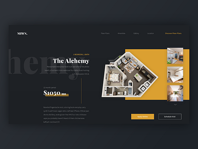 MIWN - Dark adobe apartment dark landing page ui web website