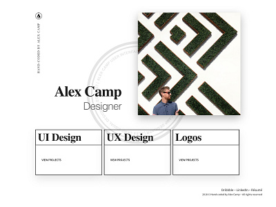 Digital Portfolio - Index page layout alex camp home page index page portfolio resume ui ui design user interface