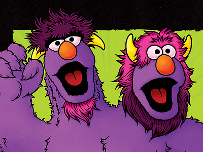 Neon Kaiju 2-Headed Monster 2 headed monster apparel design illustration sesame street texture vintage