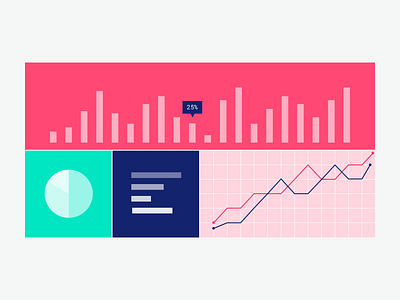 Important KPIs copper design geometric icons illustration shapes